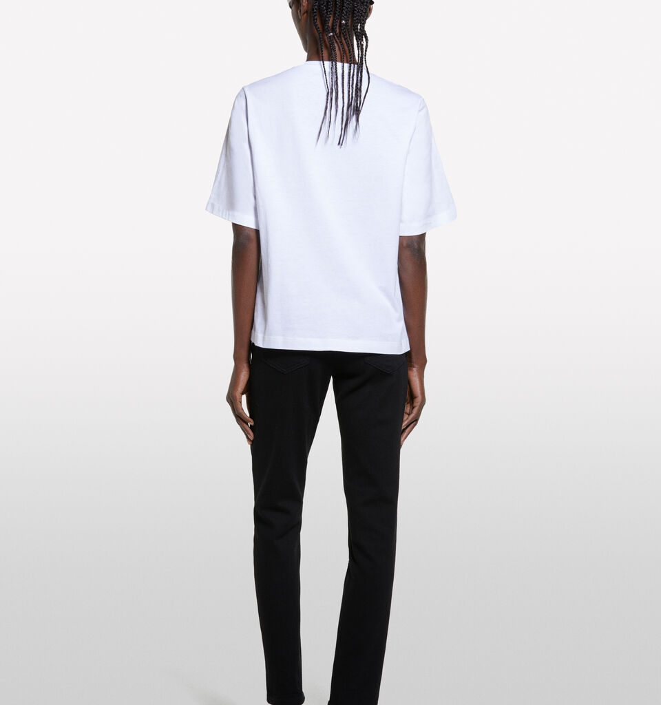 White t-shirt with feather print - women's short sleeve t-shirts - White | Sisley image number 3
